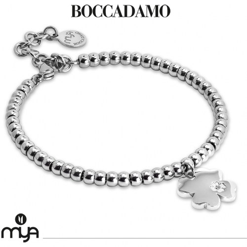 Bracciale con Quadrifoglio pendente e zicone bianco PI/BR66 Boccadamo.